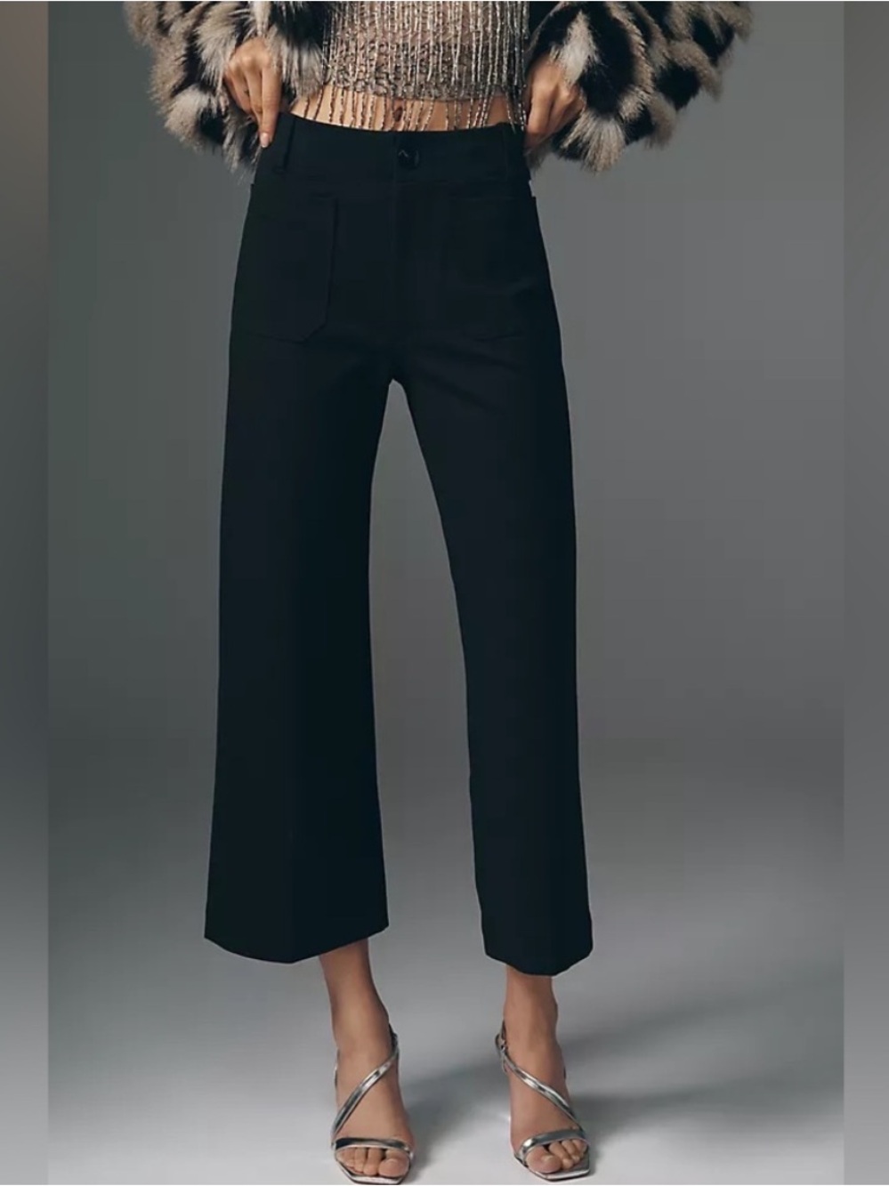 Anthropologie || Maeve The Colette Ponte Knit Wide Leg Crop Pants Black 24